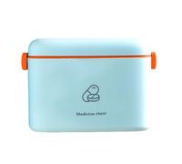 DIYEAH Household Medicine Box Large Capacity Multi-Layer Storage Case with Cover, Small Light Blue Sundries Container for Home Organization and Medical Supplies