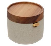 DIYEAH Household Seasoning Jar Ceramic with Lid and Spoon for Kitchen | Simple Stylish Condiment Storage, Wood-accent Accessories, Easy Use for Home Kitchenware and Spices