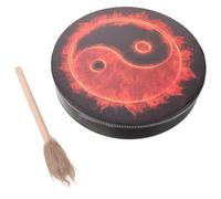 DIYEAH Inch Yin Yang Shaman Hand Drum with Stick, Wooden Frame Drum for Meditation Support and Sound Therapy, Bagua Totem Artwork for Spiritual Rituals and Healing Music