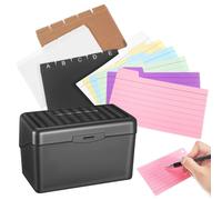 DIYEAH Index Card Box Set Flash Card Organizer Box with Indexcards Binder Rings Multi-Functional Storage Case for Office Home Smooth Writing Experience Ample Space for Notes