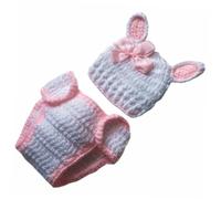 DIYEAH Infant Crochet Knitted Costume Handmade Easter Rabbit Outfit for Newborn Photography Prop Soft Cotton Yarn Baby Photo Session