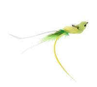 DIYEAH Interactive Cat Stick Replacement Head with Feathered Green Bird and Bell Cat Teaser Attachment for Chasing and Playing for Indoor Use