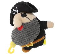 DIYEAH Interactive Plush Dog Pirate Captain with Sound, Sturdy Chew for Aggressive Chewers, Black Puppy Molar for Boredom Relief and Teeth Grinding