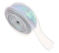 DIYEAH Iridescent Silver Sheer Chiffon Ribbon 4Cm X 40 Yards for Flower Bouquets, Wedding Decor, Wrapping and DIY Crafts