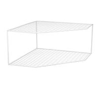 DIYEAH Iron Pan Rack Two Layer Corner Shelf Insert for Home Kitchen | White Metal Wire, 90 Degree Design, Smooth Edges, Elevated Drying, Small Kitchen Households