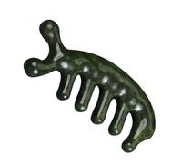 DIYEAH Jade Fish-Shaped Scalp Massager Comb, 3D Deep Tissue Massage Tool in Dark Green Jade, Body Relaxation and Scalp Exfoliator for Wellness and Dandruff Care