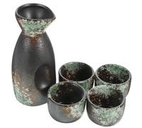DIYEAH Japanese Sake Set Reusable Multi-Function Ceramic Sake Pot and Cups Set with Classic Retro Design for Home and Restaurants