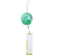 DIYEAH Japanese Style Glass Wind Bell Chime with Marble Pattern, Spring Green Outdoor Garden Pendant, Decorative Japanese Wind Chime for Patio and Balcony
