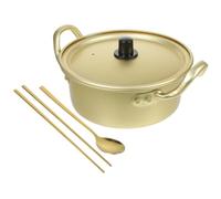 DIYEAH Korean Style Instant Noodle Pot Dual Handles, Includes Golden Spoon and Chopsticks Non-Stick Surface, Convenient for Backyard Parties and Outdoor Use