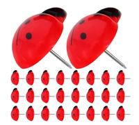 DIYEAH Ladybug Safe and Convenient Storage Resin and Metal Red Cute 50pcs Push Pins Thumbtack Tacks for Fabric and Paper, for Wall Display and Craft Projects