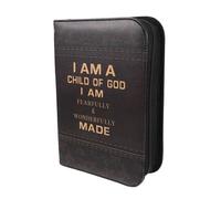 DIYEAH Large Brown Pu Leather Bible Cover with Portable Handle Multiple Inner Pockets Bible Carrying Case for Men and Women for Church