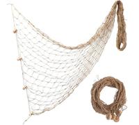 DIYEAH Large Decorative Cotton Rope Fishing Net - 100x200cm Rustic Nautical Wall Hanging for Coastal Decor, Beach Party & Photo Backdrop (light Brown)