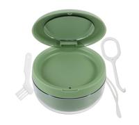 DIYEAH Leakproof Portable with Denture Cleaning Case Removable Strainer Basket Mirror False Teeth Storage Box Easy to Clean Abs and Silicone Cup and Retainers Travel and Meal