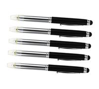 DIYEAH LED Ballpoint Pen Stylus 5Pcs 3-in-1 Black Metal Pens with Stylus Tip and LED Light for Touch Screens Medical and Daily Use
