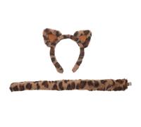DIYEAH Leopard Print Animal Ears Headband Set with Plush Tail, Lightweight and Comfortable Fit, Easy to Wear Accessory for Halloween and Cosplay Parties