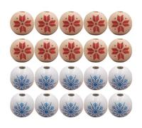 DIYEAH Loose Beads Smooth Surface for Christmas Craft Projects Easy to Use Christmas 60pcs Wooden with Snowflake Pattern and Handmade Jewelry Making