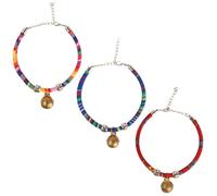 DIYEAH Lovely Cat Necklace Pet Bell Collar for Everyday Use 3pcs Adjustable Ethnic Style with Comfortable Cotton Rope and Copper Bell for Cats Fit for Most Size Pets