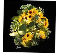 DIYEAH Luminous Sunflower Wreath Garland Pendant for Indoor Bedroom and Door Decoration Yellow Floral Adornment with Realistic Sunflowers Creative Night Party Lighting Decor Nordic Style