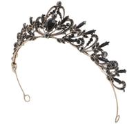DIYEAH Luxury Black Baroque Crystal Wedding Tiara Crown, Gothic Vintage Headpiece for Bride, Halloween Costume, Prom, Birthday Hair Accessory