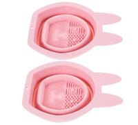 DIYEAH Makeup Brush Cleaners Not Hurting Hands, Bunny-shaped Silicone 2 Pcs Foldable and Soft Material Portable and Decorative Brush Cleaning Tool for Household Bathroom Use