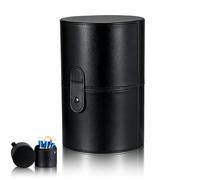 DIYEAH Makeup Brush Storage Bucket with Lid, Black PU Material and Easy Open Buckle, Portable for Travel and Daily Use