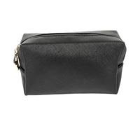 DIYEAH Makeups Pouch Black PU Leather Makeup Bag Octagonal 20x20x10cm Travel Skincare Pouch with Sturdy Zipper Closure for Weekend Getaway