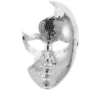DIYEAH Masquerade Full Masks Disco Mirror Mask Silver Full Face Plastic for Women Men Halloween Party Mask and Carnival