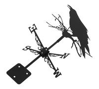 DIYEAH Metal Crow Weathervane Yard Wind Direction Indicator Roof Mounted Decorative Garden Iron Weather Vane for Outdoor Patio Lawn