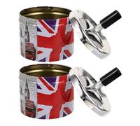 DIYEAH Metal Rotating Lid Ash Bucket, 2pcs Portable Automatic Extinguishing Ashtrays for Home Indoor Use, Stylish Desktop Gift