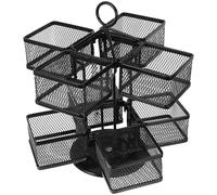 DIYEAH Metal Tea Bag Storage Organiser, Tea Bag Storage Holder, 360 Degree Rotating Carousel, Iron, Black, for Coffee Sugar Packets, Kitchen Countertop Pantry