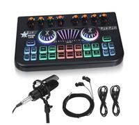 DIYEAH Mini Audio Mixer Sound Card Podcast Microphone Bundle with Mixing Technology Low Latency Performance Black Metal Plastic for Gaming Recording Live Streaming