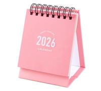 DIYEAH Mini Desk Calendar Pink Compact Monthly Planner Twin-wire Binding Thick Paper Standing Flip Daily Organizer for Office Home Academic Use