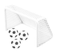 DIYEAH Mini Soccer Aquarium Decoration Set with Metal Goal Frame and 28mm Black White Footballs, Small Aquatic Soccer Ornament for Fish Tank, 4pcs Football Aquarium Accessories for Home