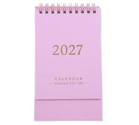 DIYEAH Mini Standup Desk Calendar 2027 Pink Small Desktop Calendar with Metal Wire Binding and Paper Pages for Easy Schedule Planning, Prevents Ink Bleeding, for Office or Home Use