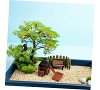 DIYEAH Miniature Chinese Pavilion Model Garden Decor Fish Tank Ornament Realistic Two-story Pavilion Figurine Lightweight Portable Bonsai Landscape Accessory
