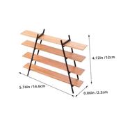 DIYEAH Miniature Four Dollhouse Bookshelf Creative Wood Storage Shelf for Kitchen Props and Small Item Display A Shaped Mini Furniture for Dollhouse Decor and Collectibles