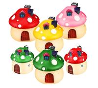 DIYEAH Miniature Mushroom House Decor Weather-resistant Tiny Mushroom Garden Ornaments for Terrariums Planters Craft Projects Glossy Finish Moss Landscaping Accessories