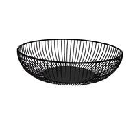 DIYEAH Modern Round Metal Fruit Bowl Basket for Kitchen Counter, Portable and Decorative Black Wire Snack Storage Basket, Elegant Home Decor Holder for Fruits