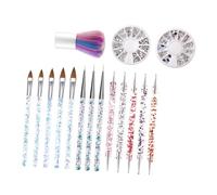 DIYEAH Nail Art Pen Set 6pcs with Crystal Line Drawing Brush, Double-ended Diamond Drill Pen, Dust Cleaning Brush for Manicure DIY Nail Painting and Salon Use