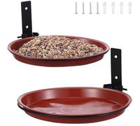 DIYEAH Outdoor Wall Mount Bird Feeder with Feeding and Bathing Platforms Weather-resistant Bracket and Trays Easy Installation for Garden Patio Tree Deck Bird Bath Platform for