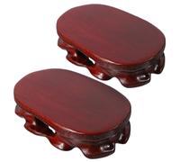 DIYEAH Oval Wooden Display Base 2 Pack 3.94X2.36X0.79In Riser Stand for Figurines Teapots Planters Small Ornaments Home Tea Shop and Flower Shop Decor