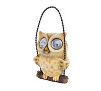 DIYEAH Owl Shaped Solar Light Hanging Outdoor Decorative Resin Garden Lamp Wall Mount for Patio Night Lighting Romantic Ambiance Weatherproof Design