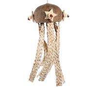 DIYEAH Parrot Foraging Toy Bird Chewing Cocoanut Shell Hanging Cage Toy Safe Chew Shredding Activity for Small Birds and Talking Parrots