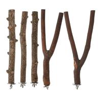 DIYEAH Pet Bird Perch Rods 5pcs Set Natural Sichuan Pepper Wood Branches Bird Cage Standing Sticks for Parrots Activity and Claw Grinding