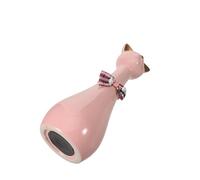 DIYEAH Pet Cat Ashes Memorial Urn 550ml Pink Cat-shaped Keepsake Container with Gold Ears, Small Pet Urn for Cat Loss Remembrance and Memorial Keepsake Jar