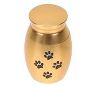 DIYEAH Pet Cremation Urn Stainless Steel Mini Ashes Holder with Dog Paw Print Memorial Casket Gold Color for Cat and Dog Funeral Keepsake