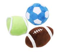 DIYEAH Plush Dog for Puppies and Cats Sport Balls Including Tennis Football Rugby Soft Chew-resistant Balls for Teething Indoor Play and Training with Textured Surface for Oral Health