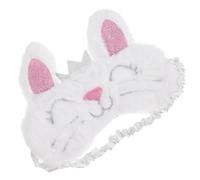 DIYEAH Plush Rabbit Sleeping Mask Eye Shade, Breathable Soft Eye Cover with White Crown, Cute Cartoon Sleep Blindfold for Travel Nap and Relaxation