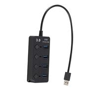DIYEAH Port USB Hub Splitter with Independent Off USB Bus Powered Expander for PC Laptop Tablet Smartphone High Speed Data Transfer No Adapter Needed Black
