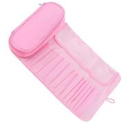 DIYEAH Portable Folding Travel Makeup Bag with Makeup Brush Organizer Cosmetic Storage Bag for Graduation Time and Back to School Party Pink Cloth Design
